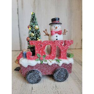 Joy wagon snowman tree light up glitter Xmas home decor presents figure‎